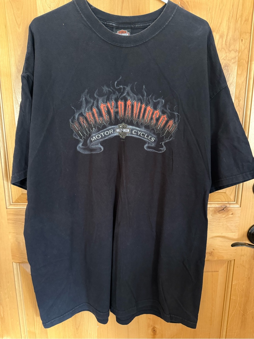 Harley-Davidson Short Sleeve Black Tee with Flame Graphic